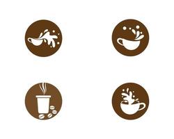kaffekoppar i cirklar logotypuppsättning vektor