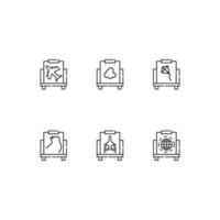 Moderne monochrome Symbole für Websites, Apps, Artikel, Geschäfte, Anzeigen. editierbare Striche. Vektor-Icon-Set mit Symbol von Flugzeug, Wolke, Drachen, Katze, Globus, Erde auf Leinwand vektor