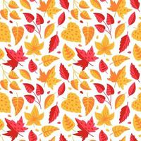 Nahtloses Muster mit roten und orangefarbenen Herbstblättern. Einzigartiges Design für Geschenkpapier, Füllzeichnungen, Hintergrundwebseiten, Herbstgrußkarten vektor