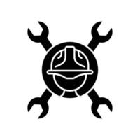 Kopf-Vorarbeiter-Symbol mit Doppelschlüssel. symbol im zusammenhang mit bau, arbeitstag. Glyphen-Icon-Stil, solide. einfaches Design editierbar vektor