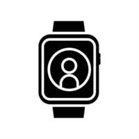 Smartwatch-Symbol mit Menschen. Symbol für Technologie, intelligentes Gerät. Glyphen-Icon-Stil, solide. einfaches Design editierbar vektor