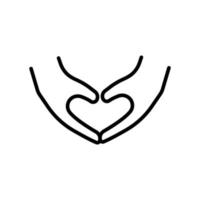 Handsymbol mit Herzgeste. Symbol im Zusammenhang mit Zuneigung, Liebe, Nächstenliebe, Fürsorge. Liniensymbolstil. einfaches Design editierbar vektor