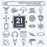 Icon-Set Sportbekleidung. geeignet für Bildungssymbol. Linienstil. einfaches Design editierbar. Design-Vorlagenvektor. einfache Abbildung vektor