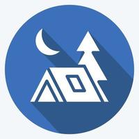 Icon-Camp. geeignet für Sommersymbol. langer Schattenstil. einfaches Design editierbar. Design-Vorlagenvektor. einfache Abbildung vektor