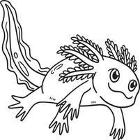 Axolotl isolierte Malvorlagen für Kinder vektor