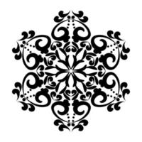 blommig vektor mandala i damast- stil svart på vit bakgrund. för stencil tatuering intarsia laser skärande och grafik.