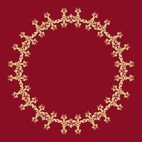 elegant guld ram. blommig gräns. guld, röd, vinröd färger. Plats för text.ornament för dekoration av kort och inbjudningar. vektor