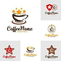 satz von star-kaffee-logo-design-vorlage. Kaffeestern-Logo-Konzeptvektor. kreatives Symbolsymbol vektor