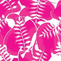 gren löv sömlös tropisk mönster på rosa bakgrund. abstrakt design mönster. hand dragen sommar bakgrund. dumt för strö, textil, tyg, tapet. kontur teckning. skiss stil. vektor