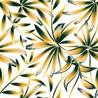 Nahtloses Muster mit Bambusblättern auf weißem Hintergrund. bunte bambusblätter nahtlose mustervektorillustration. Stoffdruck-Design-Textur. Naturtapete. tropischer Hintergrund. Sommer vektor