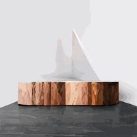 Marmorattrappe, Ausstellung von Kosmetikprodukten, Podium, Bühnensockel oder Plattform. 3D-Vektor abstrakt minimal, Szene geometrisch, Formen, weißer Hintergrund des Holzpodiums vektor