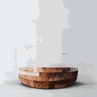 Marmorattrappe, Ausstellung von Kosmetikprodukten, Podium, Bühnensockel oder Plattform. 3D-Vektor abstrakt minimal, Szene geometrisch, Formen, weißer Hintergrund des Holzpodiums vektor