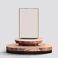 Marmorattrappe, Ausstellung von Kosmetikprodukten, Podium, Bühnensockel oder Plattform. 3D-Vektor abstrakt minimal, Szene geometrisch, Formen, weißer Hintergrund des Holzpodiums vektor