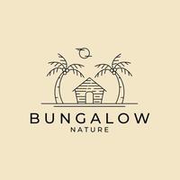 Bungalow Linie Kunst Symbol Logo Vektor Symbol Illustration Design