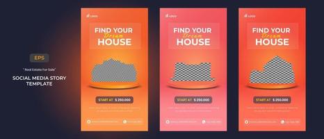 verklig egendom hus för försäljning social media berättelser vektor