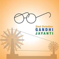2. oktober geburtstag von mahatma gandhi mit brillen und charkha-element
