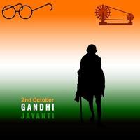 2. oktober geburtstag von mahatma gandhi mit brillen und charkha-element vektor