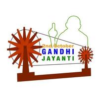 2. oktober geburtstag von mahatma gandhi mit brillen und charkha-element vektor