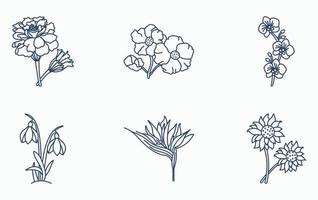 blommor och kronblad ikon uppsättning vektor