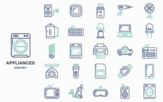 Icon-Set für elektrische Geräte und Haushaltsgeräte vektor