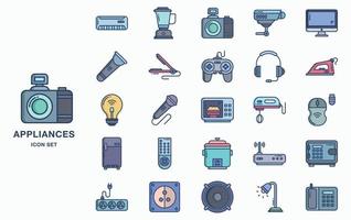 Icon-Set für elektrische Geräte und Haushaltsgeräte vektor