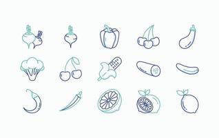 Obst und Gemüse-Icon-Set vektor