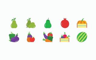 frukt och grönsaker ikon uppsättning vektor