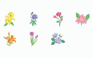Symbolsatz für Blumen und Blütenblätter vektor