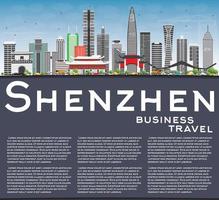 shenzhen-skyline mit grauen gebäuden, blauem himmel und kopierraum. vektor