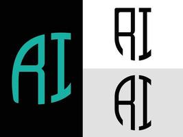 kreative anfangsbuchstaben ri logo designs paket. vektor
