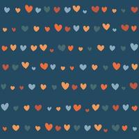 Vektornahtloses Muster von handgezeichneten Herzsymbolen. abstrakter hintergrund aus niedlichen gekritzelelementen. trendige textur aus dekorativen farbigen formen für stoffdesign, textilien, teppich vektor