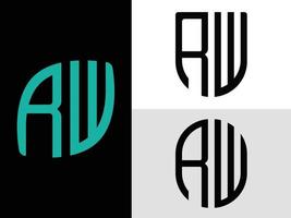 kreative anfangsbuchstaben rw logo designs paket. vektor