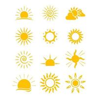 Sammlung von Sonnensymbolen im flachen Stil vektor
