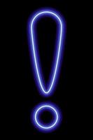 blaues Neon-Ausrufezeichen auf schwarzem Hintergrund vektor