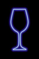 Weinglas mit blauer Kontur auf schwarzem Hintergrund. Kneipe, Party vektor
