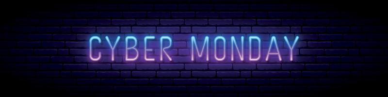 langes Neonschild mit leuchtender Cyber-Monday-Inschrift. vektor