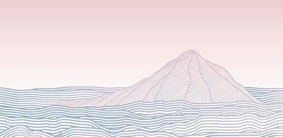vektor illustration av rosa och blå berg. japansk mönster konst.