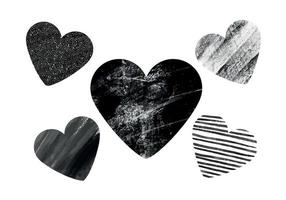 schwarze Herzformen in vielen Stilrichtungen. vektor