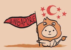 vektor illustration augusti 9:e singapores oberoende dag. singapore nationell dag dekorativ design med lejon tecknad serie.