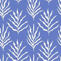 Weiße Blätter nahtloses Muster isoliert auf blauer Vektorillustration. Pflanzenhintergrund. vektor