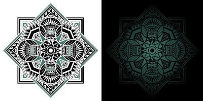 geometrischer thailändischer Mandala polynesischer Kunstkreis in quadratischen Formen vektor