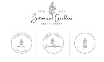 botaniska blommiga element handritad logotyp med vilda blommor och blad. logotyp för spa och skönhetssalong, boutique, ekologisk butik, bröllop, blomsterdesigner, inredning, fotografi, kosmetika. vektor