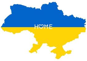 Ukraine ist meine Heimat. ukraine-karte mit herzsymbol. abstrakte patriotische ukrainische Flagge mit Liebessymbol. Slogan nach Hause auf dem Hintergrund der ukrainischen Flagge. vektor