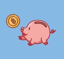 niedliches geld sparen schwein cartoon tier natur konzept isolierte illustration. flacher Stil geeignet für Aufkleber-Icon-Design Premium-Logo-Vektor. Maskottchen Charakter vektor