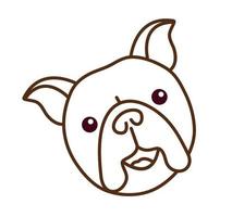 glückliche französische Bulldogge oder Frenchie Full Face Pet Portrait. lustige Hunderasse-Symbol isoliert auf weißem Hintergrund. lineare bearbeitbare Vektorgrafik vektor