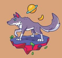 Zeichentrickwolf in der Fantasie. isolierte Tierillustration. Flat Style Sticker Icon Premium-Vektor vektor