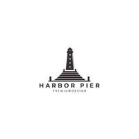 pier und leuchtturm hafen logo vektor symbol symbol illustration design