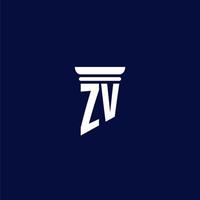zv anfängliches Monogramm-Logo-Design für Anwaltskanzlei vektor