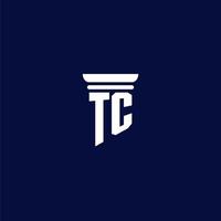 tc första monogram logotyp design för lag fast vektor