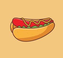 süßes Hotdog-Mayonnaise-Gemüse. isolierte illustration des karikaturtierfutterkonzepts. flacher Stil geeignet für Aufkleber-Icon-Design Premium-Logo-Vektor. Maskottchen Charakter vektor